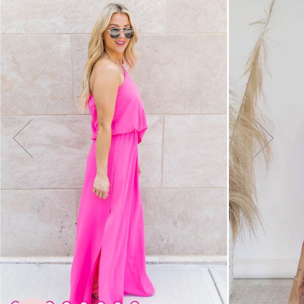 Found My Forever Pink One Shoulder Maxi Dress